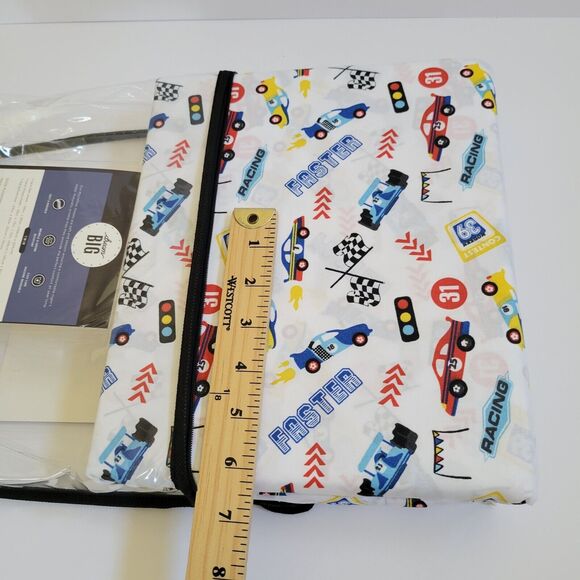 Racing Race Car Speed Sports Indy Nascar Theme 3 pc Twin Sheet Set Kids Checker - Picture 4 of 10